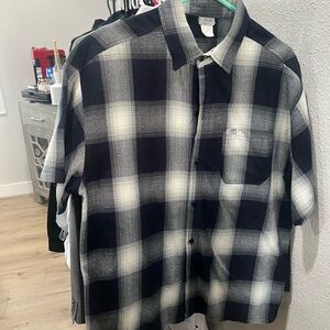Men's Black and White Plaid Shirt